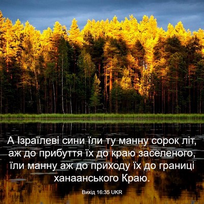 Picture 03 - Вихід 16:35 UKR - А Ізраїлеві сини їли ту - Bible Verse Picture