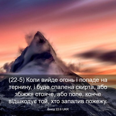 Picture 03 - Вихід 22:6 UKR - (22-5) Коли вийде огонь і - Bible Verse Picture
