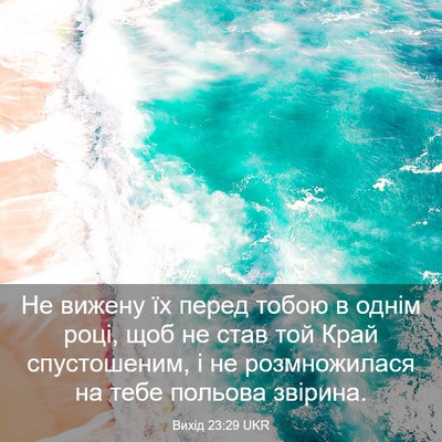 Picture 03 - Вихід 23:29 UKR - Не вижену їх перед тобою в - Bible Verse Picture