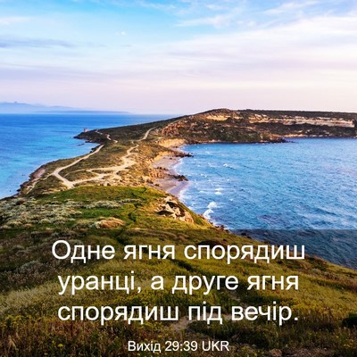 Picture 03 - Вихід 29:39 UKR - Одне ягня спорядиш уранці, - Bible Verse Picture