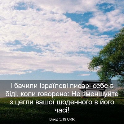 Picture 03 - Вихід 5:19 UKR - І бачили Ізраїлеві писарі - Bible Verse Picture