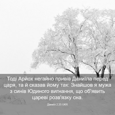 Picture 03 - Даниїл 2:25 UKR - Тоді Арйох негайно привів - Bible Verse Picture