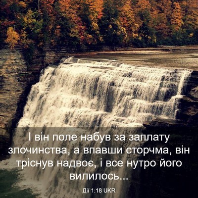 Picture 03 - Дії 1:18 UKR - І він поле набув за заплату - Bible Verse Picture
