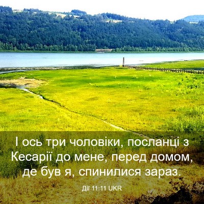 Picture 03 - Дії 11:11 UKR - І ось три чоловіки, - Bible Verse Picture