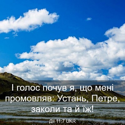 Picture 03 - Дії 11:7 UKR - І голос почув я, що мені - Bible Verse Picture