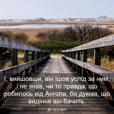 Picture 03 - Дії 12:9 UKR - І, вийшовши, він ішов услід - Bible Verse Picture