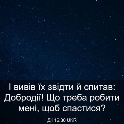 Picture 03 - Дії 16:30 UKR - І вивів їх звідти й спитав: - Bible Verse Picture
