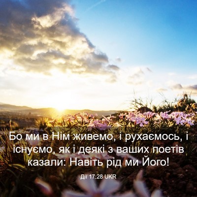 Picture 03 - Дії 17:28 UKR - Бо ми в Нім живемо, і - Bible Verse Picture