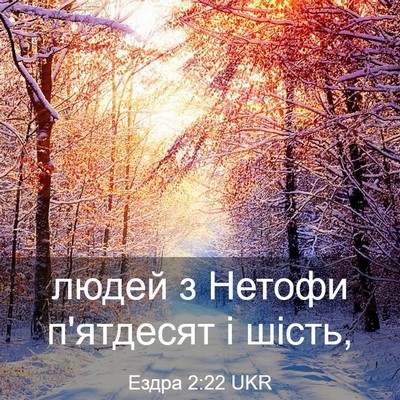Picture 03 - Ездра 2:22 UKR - людей з Нетофи п'ятдесят і - Bible Verse Picture