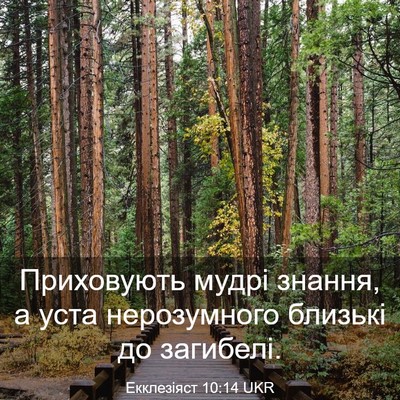 Picture 03 - Екклезіяст 10:14 UKR - Приховують мудрі знання, а - Bible Verse Picture