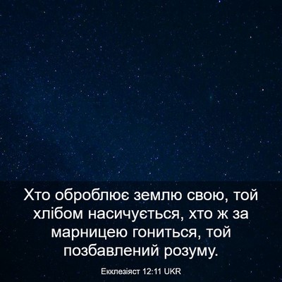Picture 03 - Екклезіяст 12:11 UKR - Хто оброблює землю свою, - Bible Verse Picture