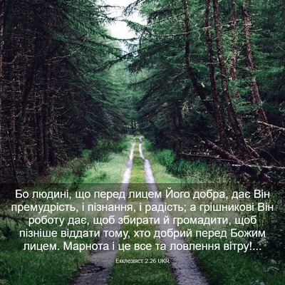 Picture 03 - Екклезіяст 2:26 UKR - Бо людині, що перед лицем - Bible Verse Picture