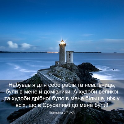 Picture 03 - Екклезіяст 2:7 UKR - Набував я для себе рабів та - Bible Verse Picture