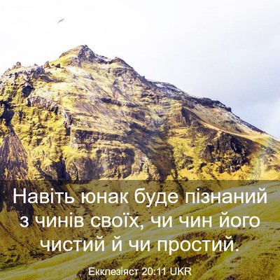 Picture 03 - Екклезіяст 20:11 UKR - Навіть юнак буде пізнаний - Bible Verse Picture