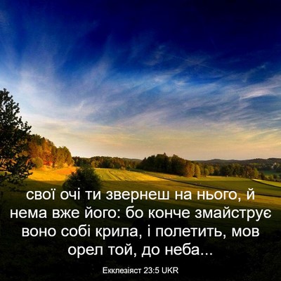 Picture 03 - Екклезіяст 23:5 UKR - свої очі ти звернеш на - Bible Verse Picture
