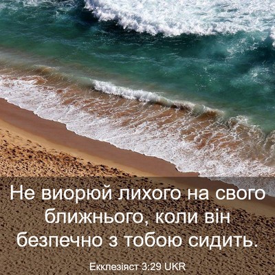 Picture 03 - Екклезіяст 3:29 UKR - Не виорюй лихого на свого - Bible Verse Picture