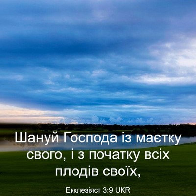 Picture 03 - Екклезіяст 3:9 UKR - Шануй Господа із маєтку - Bible Verse Picture