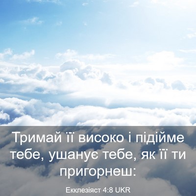 Picture 03 - Екклезіяст 4:8 UKR - Тримай її високо і підійме - Bible Verse Picture