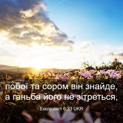 Picture 03 - Екклезіяст 6:33 UKR - побої та сором він знайде, - Bible Verse Picture