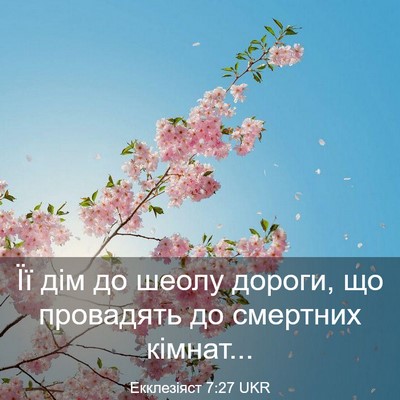 Picture 03 - Екклезіяст 7:27 UKR - Її дім до шеолу дороги, що - Bible Verse Picture