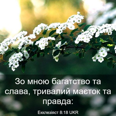 Picture 03 - Екклезіяст 8:18 UKR - Зо мною багатство та слава, - Bible Verse Picture