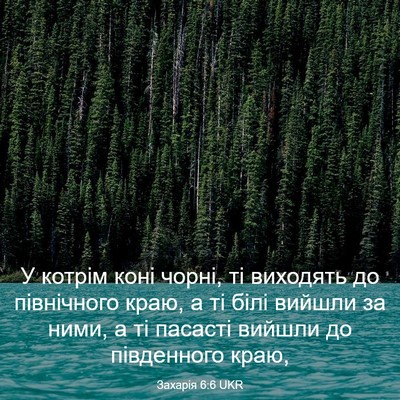 Picture 03 - Захарія 6:6 UKR - У котрім коні чорні, ті - Bible Verse Picture