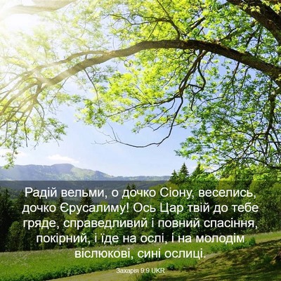 Picture 03 - Захарія 9:9 UKR - Радій вельми, о дочко - Bible Verse Picture