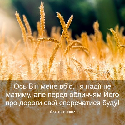 Picture 03 - Йов 13:15 UKR - Ось Він мене вб'є, і я надії - Bible Verse Picture