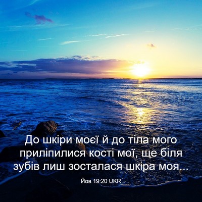 Picture 03 - Йов 19:20 UKR - До шкіри моєї й до тіла - Bible Verse Picture
