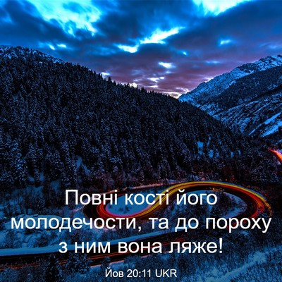 Picture 03 - Йов 20:11 UKR - Повні кості його - Bible Verse Picture