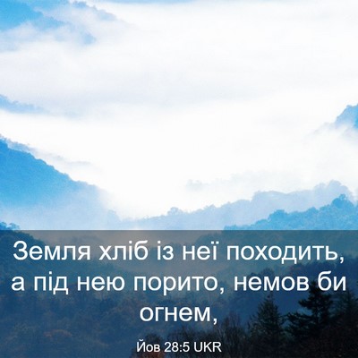 Picture 03 - Йов 28:5 UKR - Земля хліб із неї походить, - Bible Verse Picture
