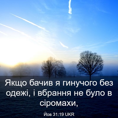 Picture 03 - Йов 31:19 UKR - Якщо бачив я гинучого без - Bible Verse Picture
