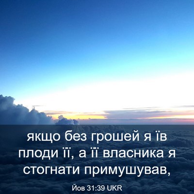 Picture 03 - Йов 31:39 UKR - якщо без грошей я їв плоди - Bible Verse Picture