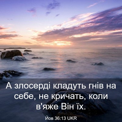 Picture 03 - Йов 36:13 UKR - А злосерді кладуть гнів на - Bible Verse Picture