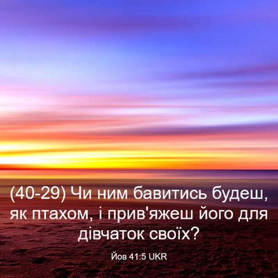 Picture 03 - Йов 41:5 UKR - (40-29) Чи ним бавитись будеш, - Bible Verse Picture