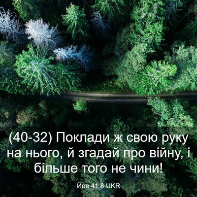 Picture 03 - Йов 41:8 UKR - (40-32) Поклади ж свою руку на - Bible Verse Picture