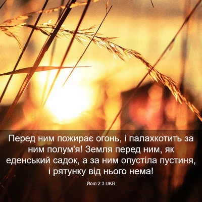 Picture 03 - Йоїл 2:3 UKR - Перед ним пожирає огонь, і - Bible Verse Picture