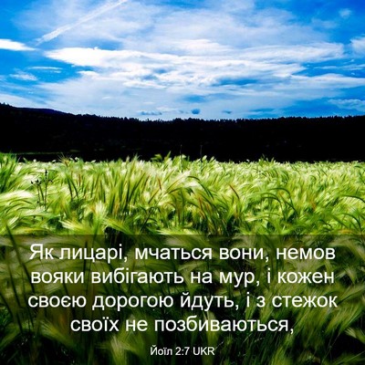 Picture 03 - Йоїл 2:7 UKR - Як лицарі, мчаться вони, - Bible Verse Picture