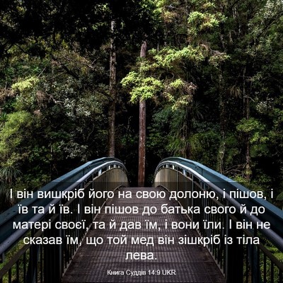 Picture 03 - Книга Суддів 14:9 UKR - І він вишкріб його на свою - Bible Verse Picture
