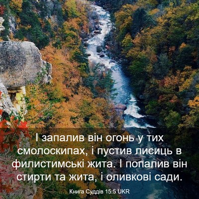 Picture 03 - Книга Суддів 15:5 UKR - І запалив він огонь у тих - Bible Verse Picture
