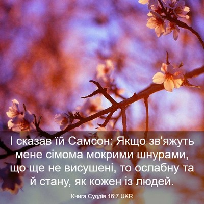 Picture 03 - Книга Суддів 16:7 UKR - І сказав їй Самсон: Якщо - Bible Verse Picture