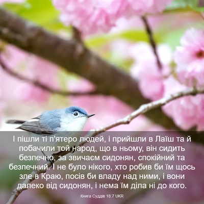 Picture 03 - Книга Суддів 18:7 UKR - І пішли ті п'ятеро людей, і - Bible Verse Picture