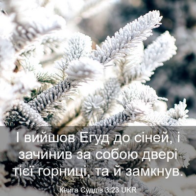 Picture 03 - Книга Суддів 3:23 UKR - І вийшов Егуд до сіней, і - Bible Verse Picture