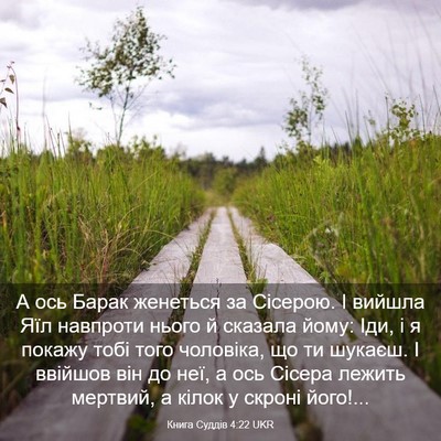 Picture 03 - Книга Суддів 4:22 UKR - А ось Барак женеться за - Bible Verse Picture