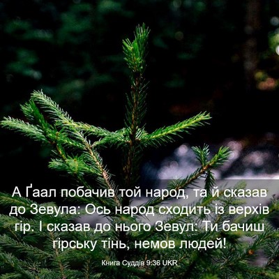 Picture 03 - Книга Суддів 9:36 UKR - А Ґаал побачив той народ, - Bible Verse Picture