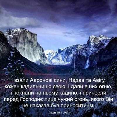 Picture 03 - Левит 10:1 UKR - І взяли Ааронові сини, - Bible Verse Picture
