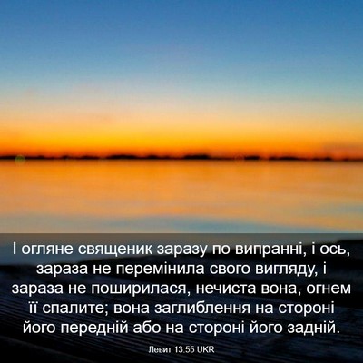 Picture 03 - Левит 13:55 UKR - І огляне священик заразу - Bible Verse Picture