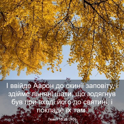 Picture 03 - Левит 16:23 UKR - І ввійде Аарон до скинії - Bible Verse Picture