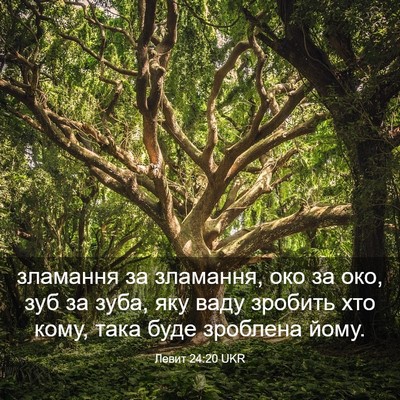 Picture 03 - Левит 24:20 UKR - зламання за зламання, око - Bible Verse Picture