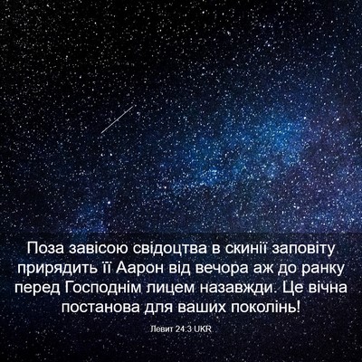 Picture 03 - Левит 24:3 UKR - Поза завісою свідоцтва в - Bible Verse Picture